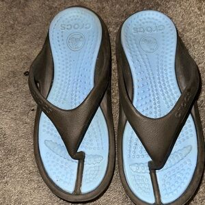 Crocs Black and Blue Flip Flops